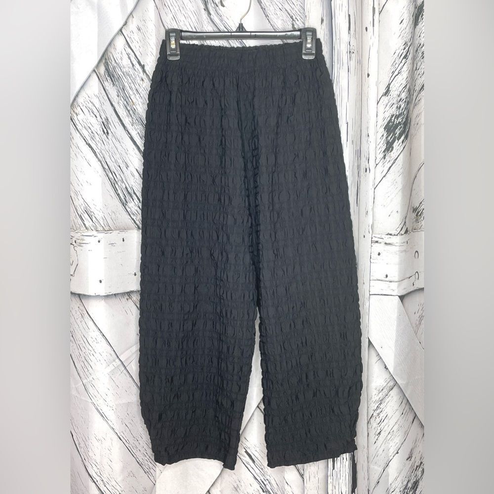 Heydari Black Crinkled Wide Leg Pants S